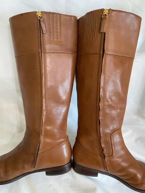 Lauren Ralph Lauren Cognac Leather Bernadine Riding Boots, Women’s Size 10B - Picture 7 of 16